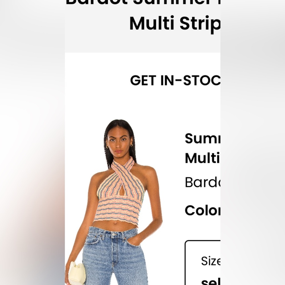 Bardot Summer Loving  Halter Top Small NWT
